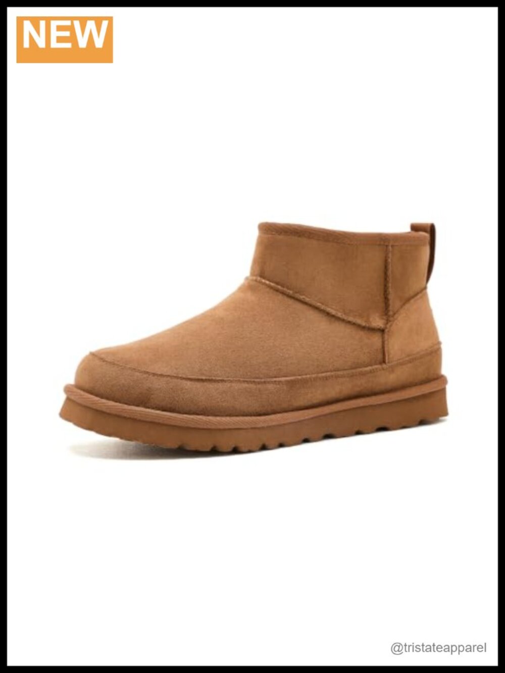 Faux Suede Ankle Boots Faux Fur Lined Round Toe Pull Tab Winter Booties
